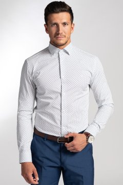 Pánska košeľa BANDI, model SLIM FRAGIONE Bianco