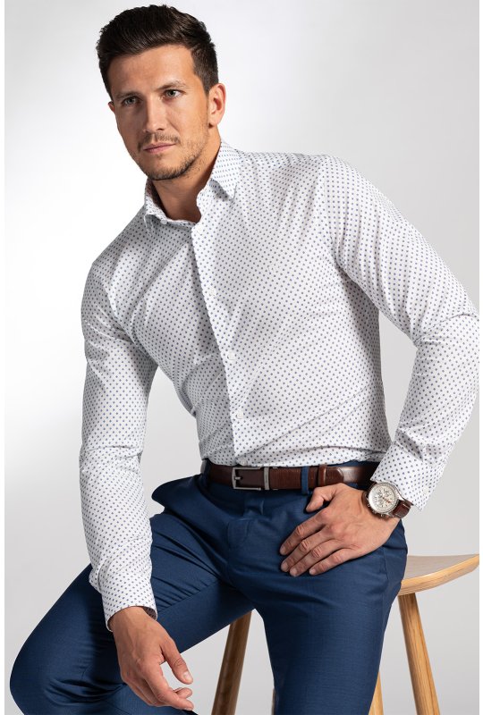Pánska košeľa BANDI, model SLIM FRAGIONE Bianco