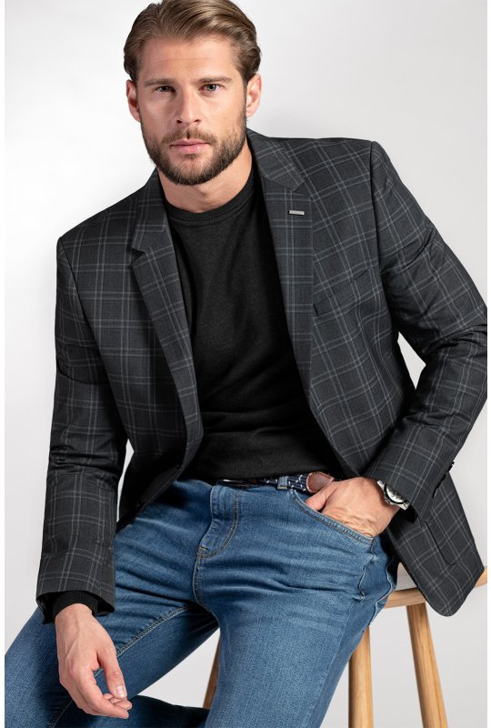 Pánske voľnočasové sako BANDI, model TAILORED SATORIO Antracit