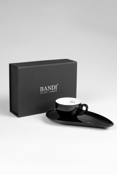 Porcelánová šálka na kávu BANDI Nero, darčekový box