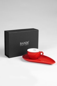 Porcelánová šálka na kávu BANDI Rosso, darčekový box