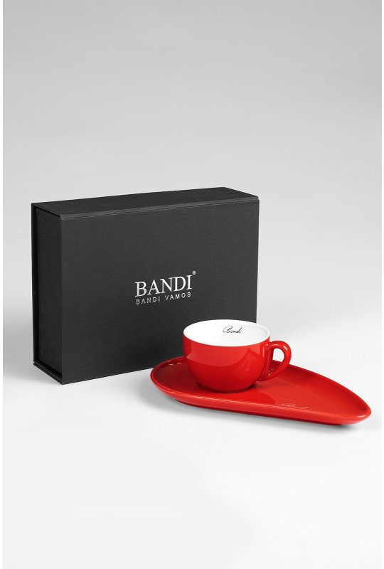 Porcelánová šálka na kávu BANDI Rosso, darčekový box