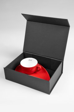 Porcelánová šálka na kávu BANDI Rosso, darčekový box
