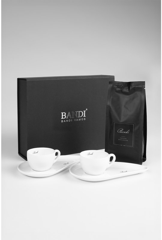 Porcelánové šálky s kávou BANDI, Bianco, darčekový box