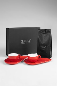 Porcelánové šálky s kávou BANDI, Rosso, darčekový box
