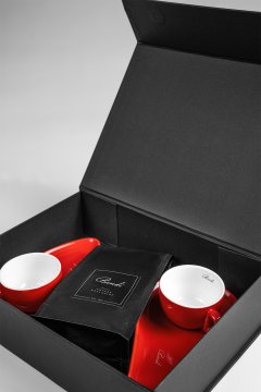 Porcelánové šálky s kávou BANDI, Rosso, darčekový box
