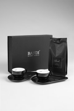 Porcelánové šálky s kávou BANDI, Nero, darčekový box
