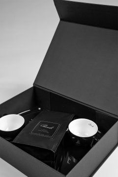 Porcelánové šálky s kávou BANDI, Nero, darčekový box