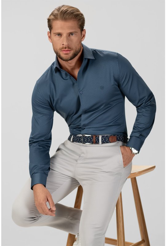 Pánska košeľa BANDI, model SLIM ROGIERO Indaco