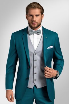 Pánsky oblek BANDI MARANELI Petrol, strih SLIM FIT