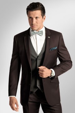 Pánsky oblek BANDI TOFFIERO Maron, strih TAILORED FIT