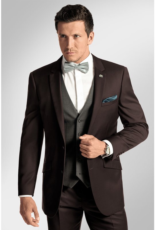 Pánsky oblek BANDI TOFFIERO Maron, strih TAILORED FIT
