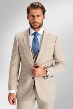 Pánsky oblek TUSCINI Sabbia, strih TAILORED FIT
