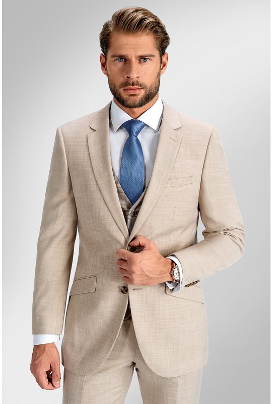Pánsky oblek TUSCINI Sabbia, strih TAILORED FIT