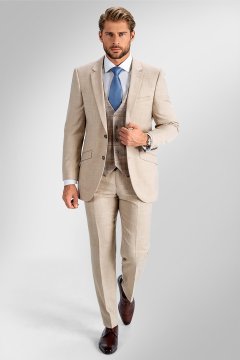 Pánsky oblek TUSCINI Sabbia, strih TAILORED FIT