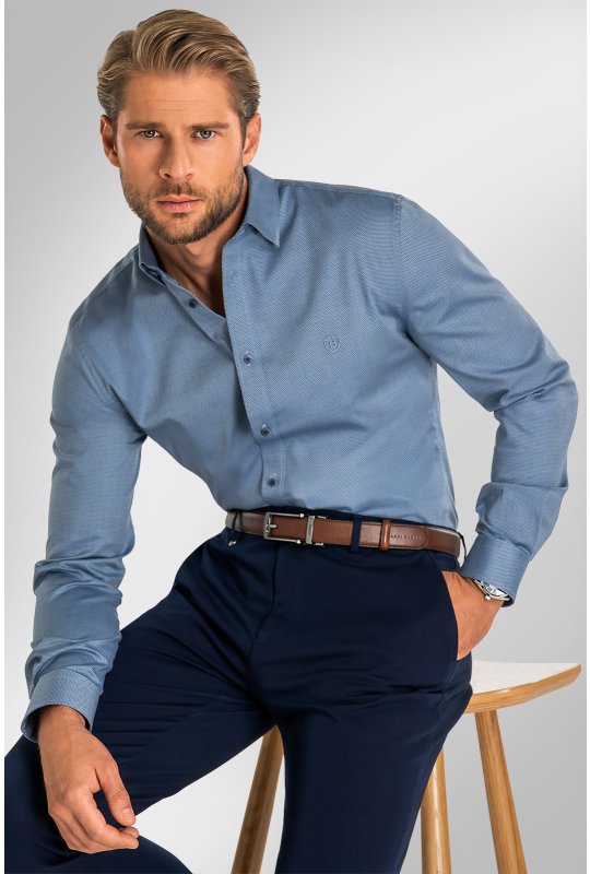 Pánska košeľa BANDI, model SLIM DIMETRO Indaco
