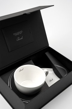 Porcelánová šálka na kávu BANDI Bianco, 280 ml, v darčekovom boxe