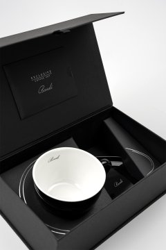 Porcelánová šálka na kávu BANDI Nero, 280 ml, v darčekovom boxe