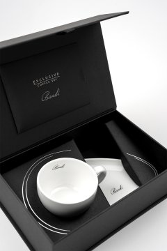 Porcelánová šálka na kávu BANDI Bianco, 80 ml, v darčekovom boxe