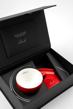 Porcelánová šálka na kávu BANDI Rosso, 80 ml, v darčekovom boxe