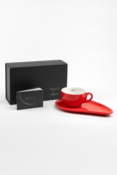 Porcelánová šálka na kávu BANDI Rosso, 280 ml, v darčekovom boxe