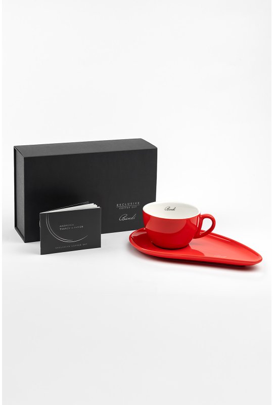 Porcelánová šálka na kávu BANDI Rosso, 280 ml, v darčekovom boxe