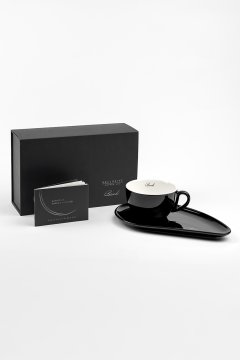 Porcelánová šálka na kávu BANDI Nero, 280 ml, v darčekovom boxe