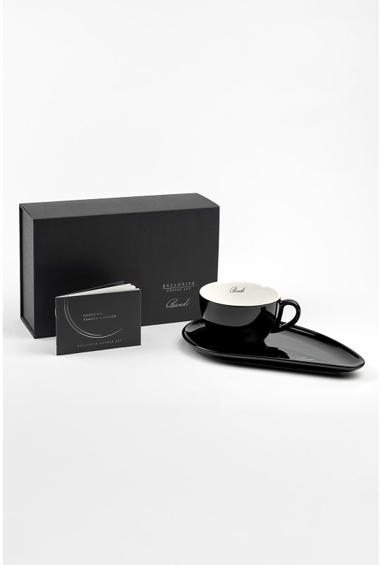 Porcelánová šálka na kávu BANDI Nero, 280 ml, v darčekovom boxe