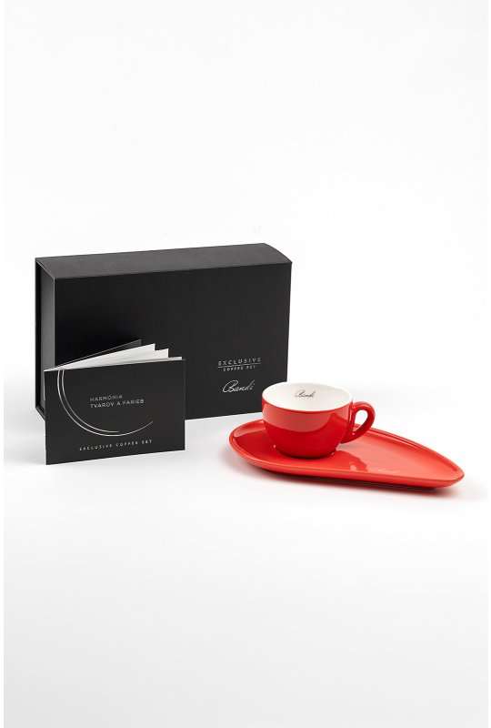 Porcelánová šálka na kávu BANDI Rosso, 80 ml, v darčekovom boxe