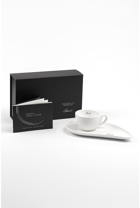 Porcelánová šálka na kávu BANDI Bianco, 80 ml, v darčekovom boxe