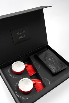 Porcelánové šálky s kávou BANDI, Rosso, v darčekovom boxe