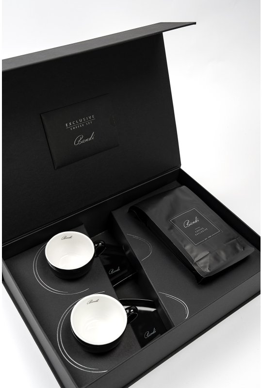 Porcelánové šálky s kávou BANDI, Nero, v darčekovom boxe