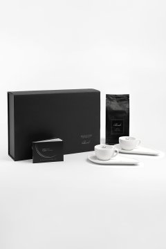 Porcelánové šálky s kávou BANDI, Bianco, v darčekovom boxe