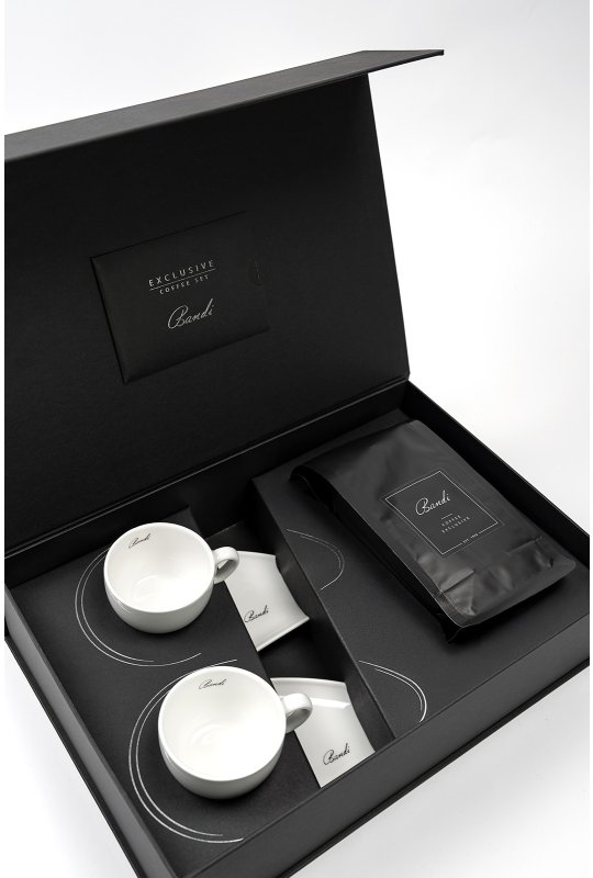 Porcelánové šálky s kávou BANDI, Bianco, v darčekovom boxe