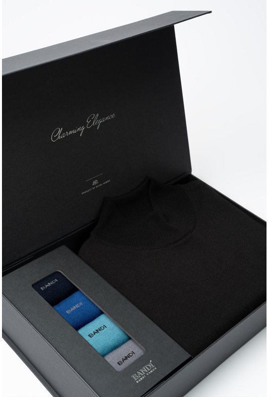 Set pánskeho roláka SERAFIO Nero a ponožiek v darčekovom boxe