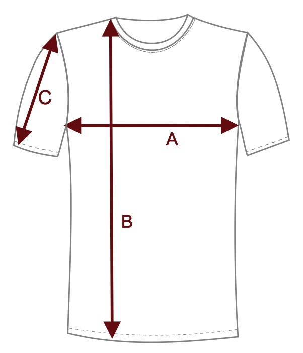 Rozmerová tabuľka trika s krátkým rukávom AW25/26 (Nicosso)