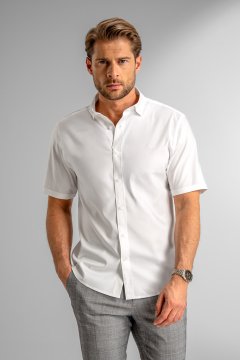 Pánska košeľa s krátkym rukávom BANDI, model REGULAR LEGERO Bianco